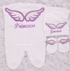 3pcs Embroidery Wings Bling Baby Outfit - Purple