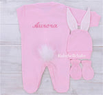 3pcs Bunny Baby Romper Set - Pink