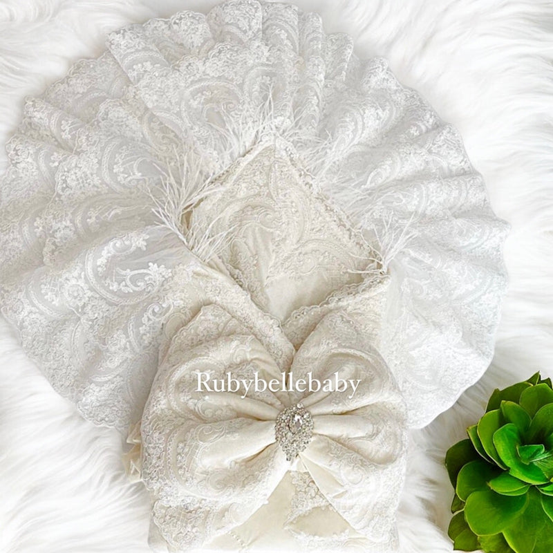 Luxury Velour Feather Lace Swaddle - More Colors