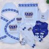 8pcs HRH Crown Baby Boy Swaddle and Blanket Set - Blue