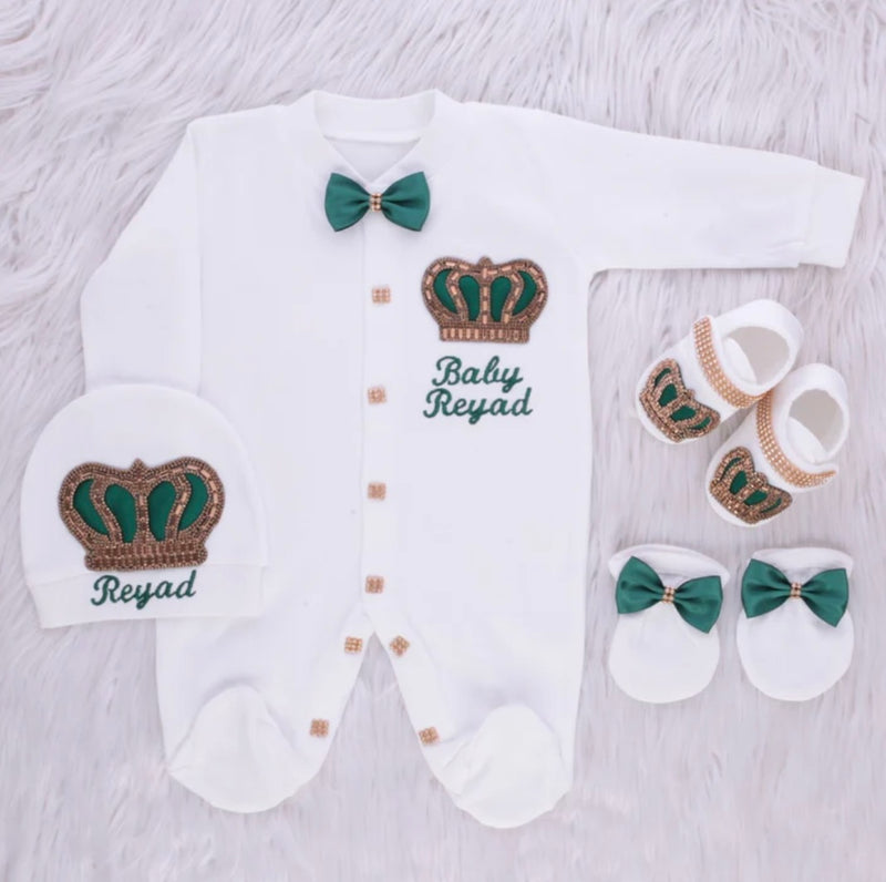 4pcs HRH Crown Baby Set - Green