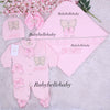 5pcs Personalized Newborn Baby Butterfly Layette Set – Pink