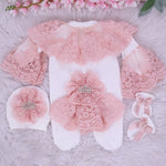 3pcs Camila Pearl Crown Set - Blush