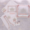 6pcs Jewel Crown Baby Girl Romper Luxury Wings Blanket Set - Blush Pink