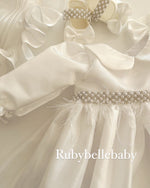 Maya Beaded Waist Baby Girl Dress - White