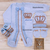 4pcs HRH crown Newborn Coming Home Outfit Set - Blue