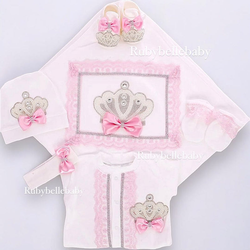 6pcs Jeweled Blanket Set - Pink