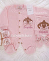 4pcs Princess Crown Velvet Set - Blush/Gold