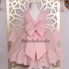 Blush Pink Lace & Tulle Baby Girl Dress with Statement Bow – Special Occasion, Birthday, Christening, or Flower Girl Outfit