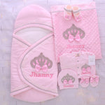 6pcs Princess Crown Velvet Swaddle Set - Pink