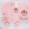 4pcs Princess Crown Velvet Set - Blush/Gold