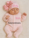 Personalized Pink Newborn Baby Girl Coming Home Outfit