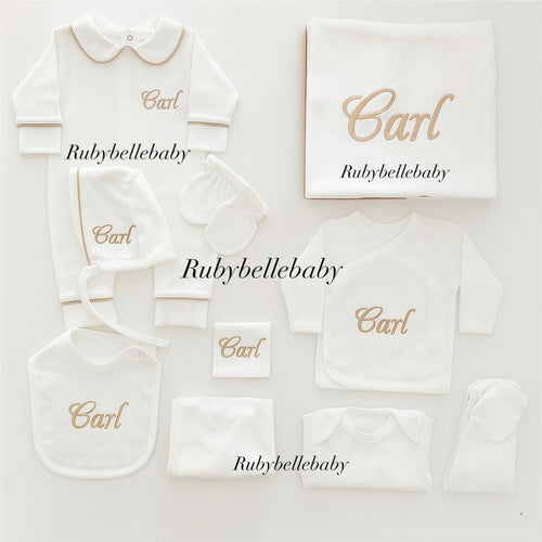 Organic Newborn Essentials Set 10 Piece Pure Cotton Layette Neutral White Baby Gift Set Take Me Home Baby Outfit Hospital Exit clothes