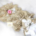 Silk Satin Lace Baby Swaddle - White/Gold