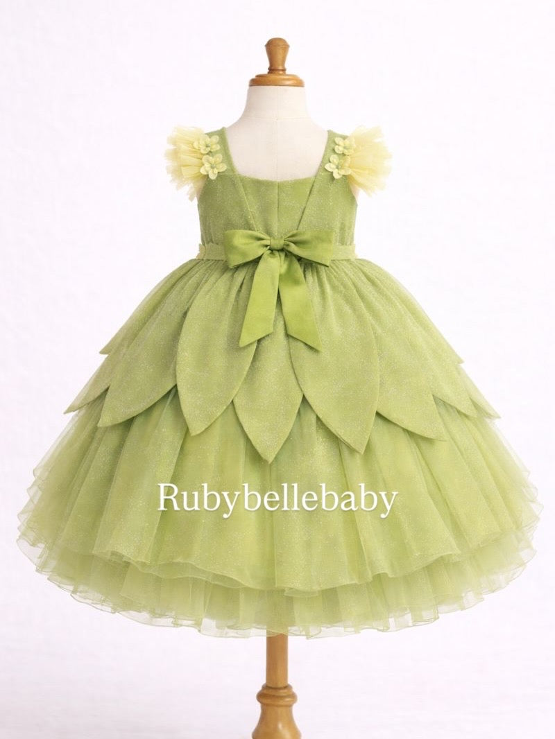 Green Fairy First Birthday Dress, Tulle Romper, Floral Headband & Shoe –  RUBYBELLEBABY