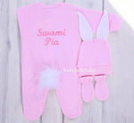 3pcs Bunny Baby Romper Set - Pink