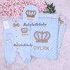4pcs HRH Crown Royal Baby Boy Clothing Set - Light Blue/Gold