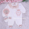 3pcs Jewel Crown Baby Girl Outfit -  Blush