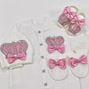 4pcs HRH Crown Baby Outfit - Pink/Silver or Gold