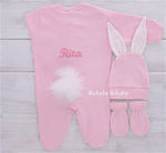 3pcs Bunny Baby Romper Set - Pink