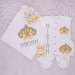 5pcs Baby Girl Princess Crown Set - White/Yellow