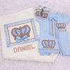 4pcs HRH Crown Baby Outfit Wool Baby Blanket - Light Blue/Silver or Gold