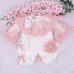 3pcs Camila Pearl Crown Set - Blush