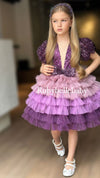 Alina Flower Girls Party Beaded Sequin Dress Set - Plum