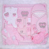 13pcs HRH Crown Baby Girl Outfit - Pink