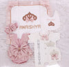 6pcs Ava Baby Lace Romper Girl Outfit Blanket Set - Blush