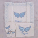 4pcs Embroidery Wings Set - White/Light Blue