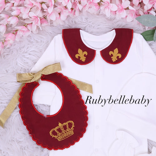 4pcs Fleur de Lis Newborn Baby Take Me Home Outfit