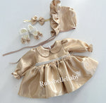 Maya Beaded Waist Baby Girl Dress - Gold