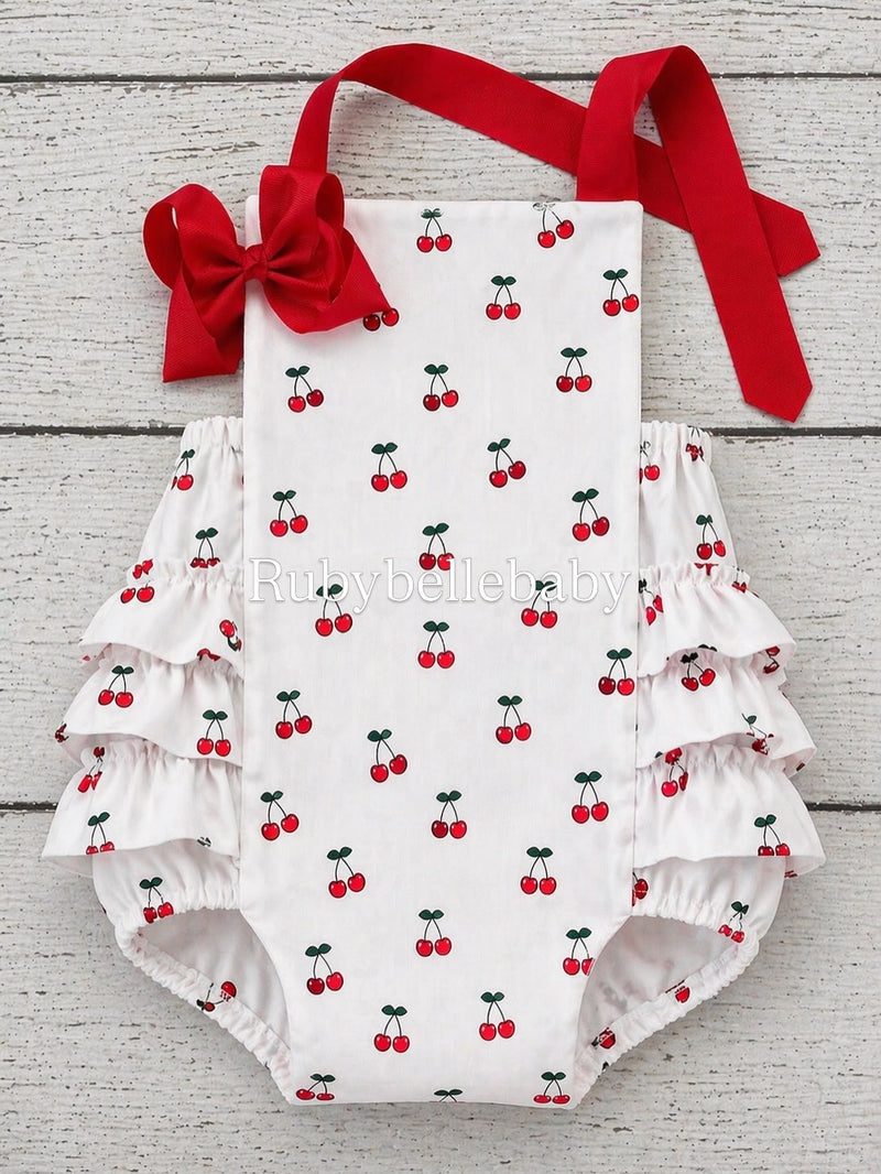 Cherry Print Baby Dress, First Birthday Toddler Party Outfit, Summer B – RUBYBELLEBABY