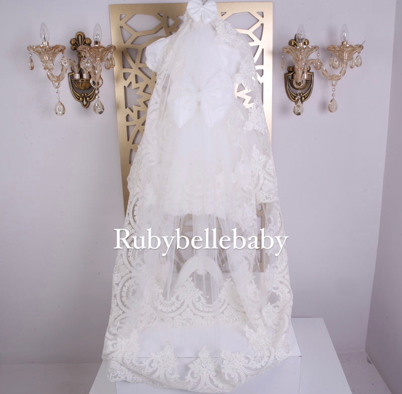 Hailey Dream Christening Veil Dress Set - Ivory