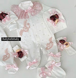 4pcs Floral Roses Baby Girl Set - Blush