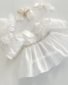 Maya Beaded Waist Baby Girl Dress - White