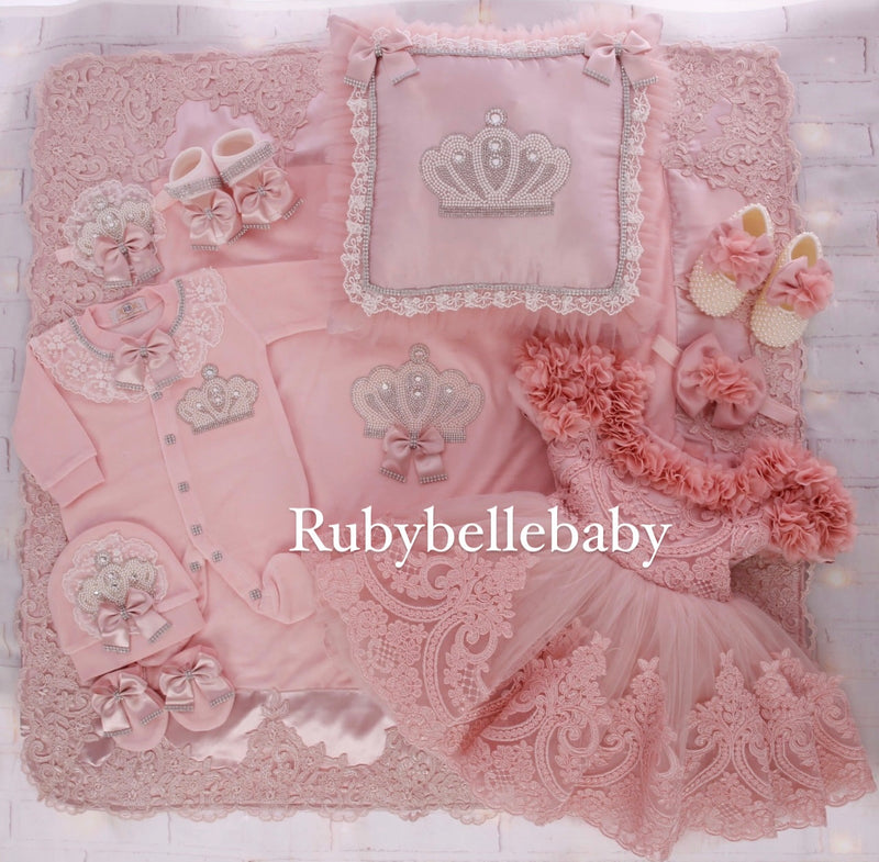 10pcs Luxury Dainty Daisy Dress Romper Set - Blush