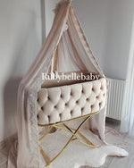 Luxury Oxford Velvet Bassinet with X Stand