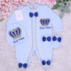 3pcs Royal Crown Baby Boy Outfit - Blue