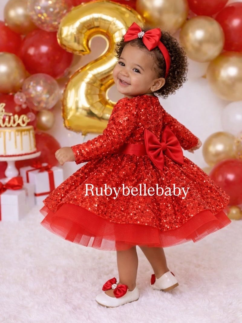 baby tutu dress long sleeve Red Sequin Tutu Dress