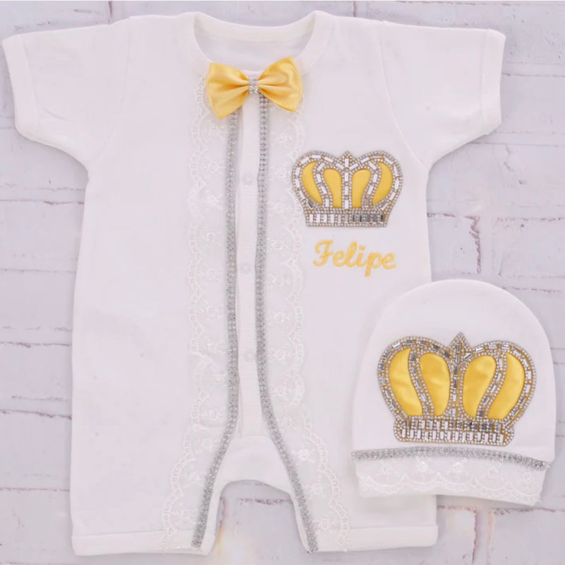 2pcs Kaden Short Sleeve Baby Romper Set - Yellow