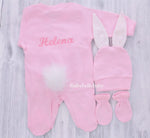 3pcs Bunny Baby Romper Set - Pink