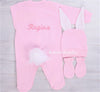 3pcs Bunny Baby Romper Set - Pink