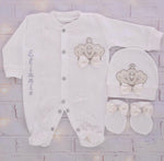 3pcs Noella Jewel Crown Baby Set - White