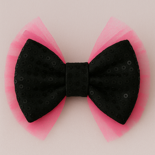 Ella Puff Sleeve Peplum Tulle Sequin Party Girls Dress – Black & Pink