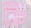 3pcs Bunny Baby Romper Set - Pink