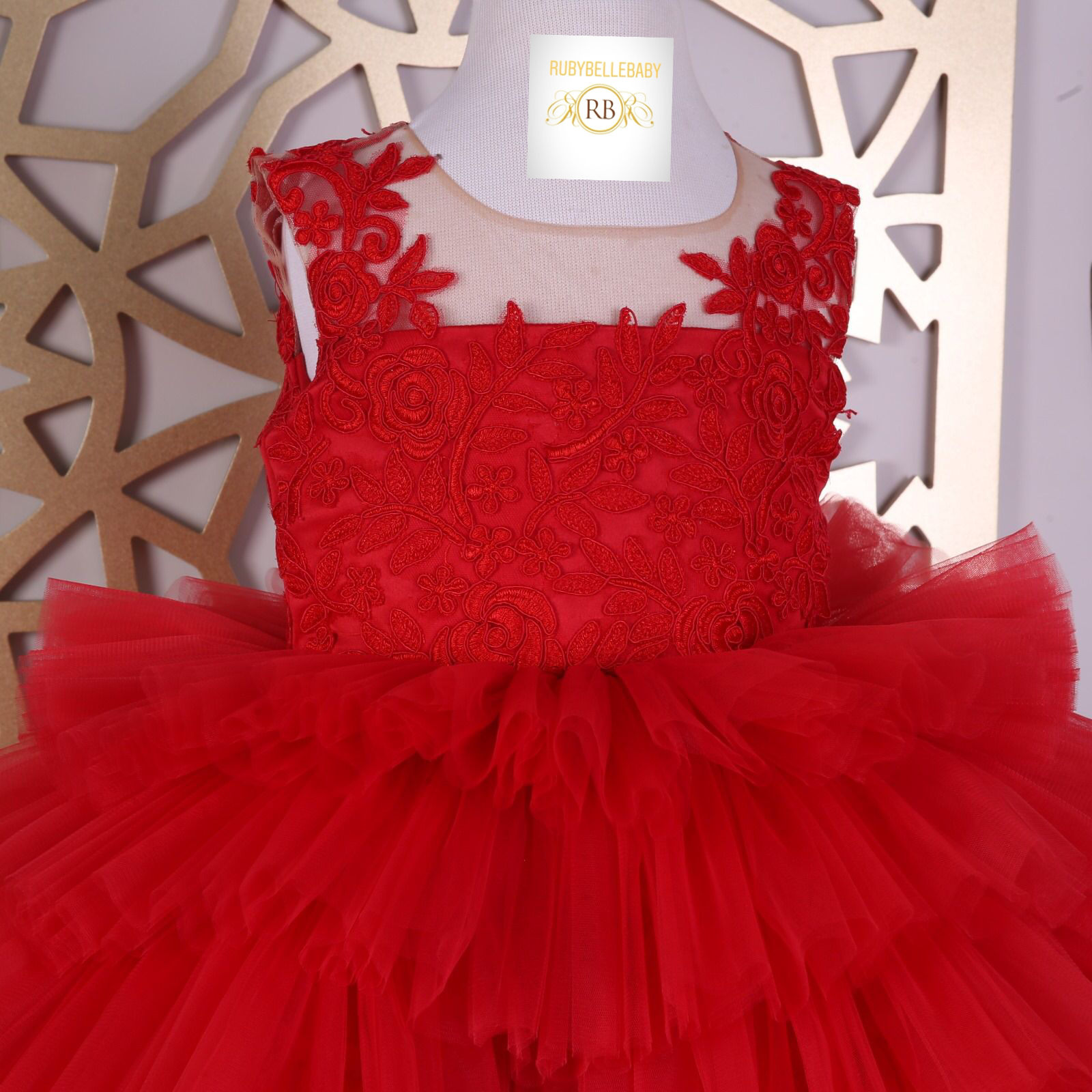 Millie Lou Long Train Dress - Red RUBYBELLEBABY Millie Lou Long Train Dress - Red RUBYBELLEBABY