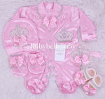 13pcs Luxury Swaddle Dainty Daisy Dress Romper Set - Light Pink