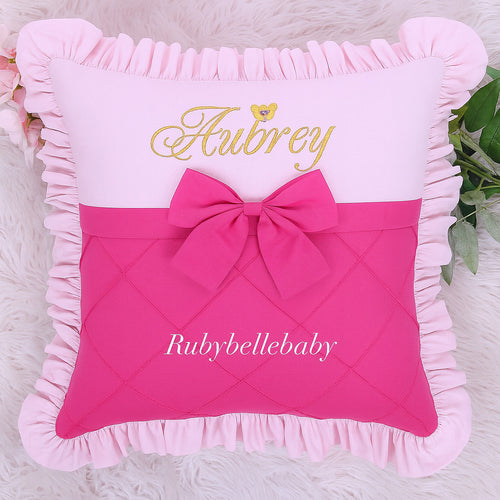 Personalized Baby Girl Pink Teddy Newborn Set Custom Name Blanket, Bow Pillow, Swaddle & Outfit Luxury Coming Home Gift Set